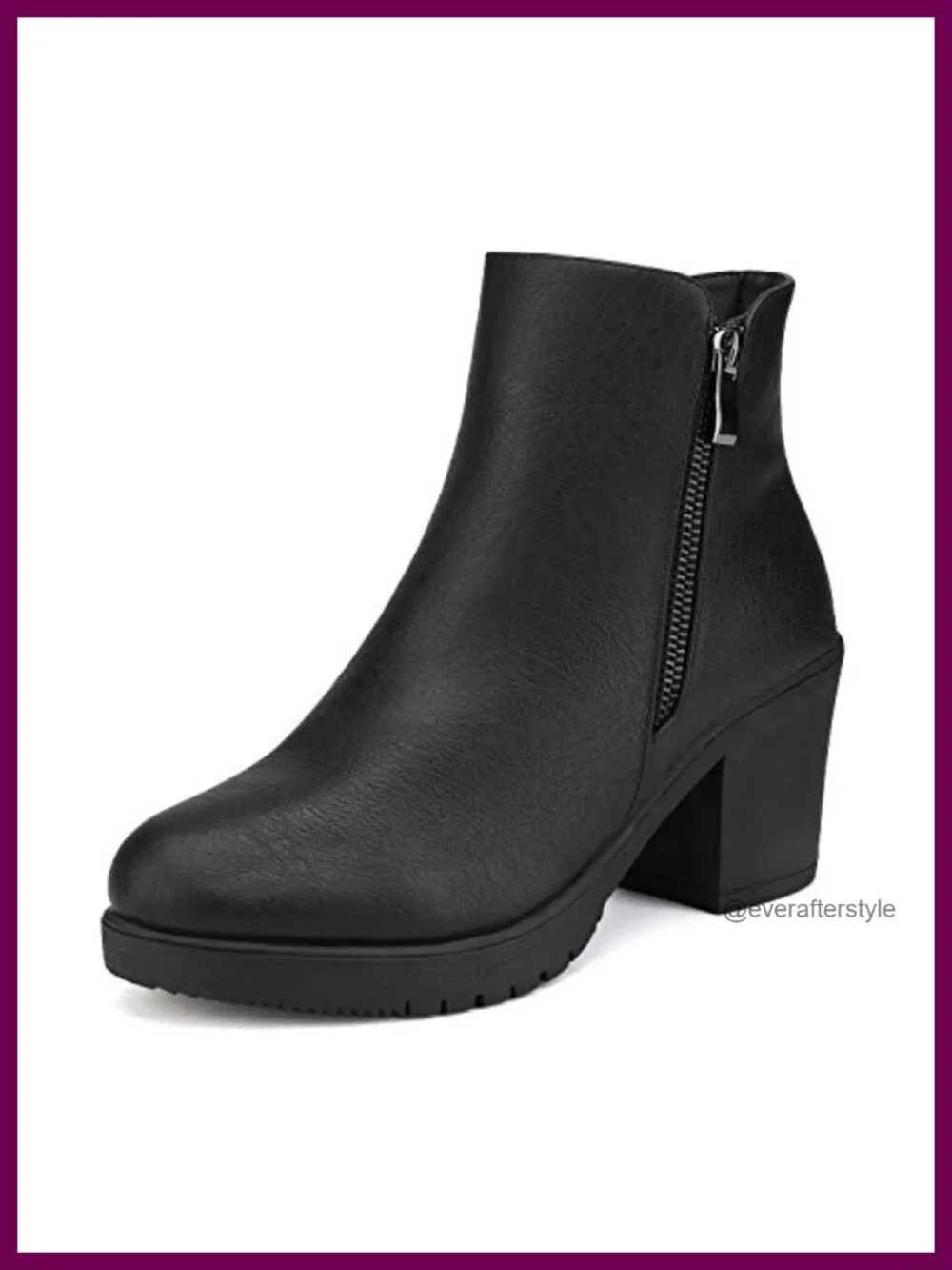 Women's Chunky Heel Platform Ankle Boots with Faux Fur Trim
